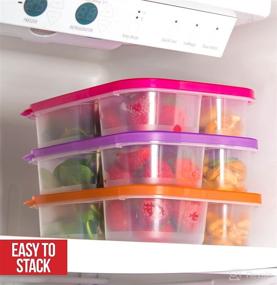 img 2 attached to 🍱 Bento Lunch Box 3 Compartment Food Containers - Set of 6 Storage Meal Prep for Adults, Toddler, Kids, Girls, and Boys - Includes Free 2-in-1 Fork/Spoon & Puzzle Sandwich Cutter - Not Suitable for Liquids