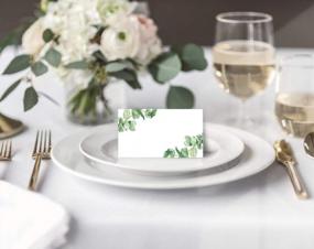 img 1 attached to 🌿 JINMURY Elegant Greenery Place Cards - 50 Piece Tent Table Place Cards for Weddings or Dinner Parties, Printable Seating Cards with Botanical Wreath Twig Design - 3.5” x 2” (Pearl Paper)