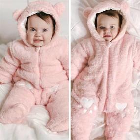 img 2 attached to 👶 Winter Warm Snowsuit Outwear for Newborns: Simplee Kids Baby Infant Boy Girl Hooded Footed Romper Jumpsuit (0-18 Months)