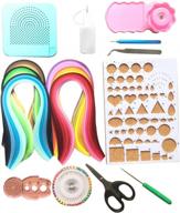 complete quilling tool kits - 16 sets with 29 colorful 5mm paper strips, curling coach, slotted pen, awl, quilling board, scissors, glue bottle, tweezers, crimper, template board and pearl pins logo