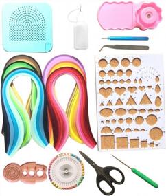 img 4 attached to Complete Quilling Tool Kits - 16 Sets With 29 Colorful 5Mm Paper Strips, Curling Coach, Slotted Pen, Awl, Quilling Board, Scissors, Glue Bottle, Tweezers, Crimper, Template Board And Pearl Pins
