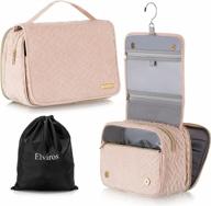 elviros hanging toiletry bag for women, large travel makeup bag cosmetic case, water-resistant travel organizer for toiletries accessories (pink) logo