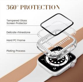 img 2 attached to Sparkling Apple Watch Screen Protector Case With Tempered Glass And Full Coverage For Women - Compatible With Apple Watch 40Mm SE, Series 6, 5, 4 - Diamond-Style Protective Cover And Accessory