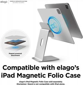 img 2 attached to Магнитная подставка Elago Premium для IPad Pro 12,9 дюйма (5-го, 4-го поколения), iPad Pro 11 дюймов (3-го, 2-го поколения), iPad Air 10,9 дюйма (5-го, 4-го поколения) и iPad Mini 8,3 дюйма (6-го поколения) — гладкий серебристый Дизайн
