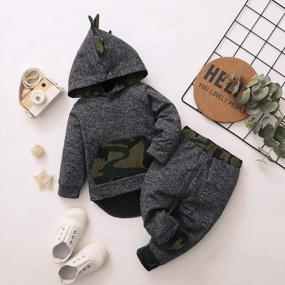 img 2 attached to Fall Winter Plaid Outfit For Toddler Boys - Long Sleeve Hoodie Sweatshirt & Pants Set
