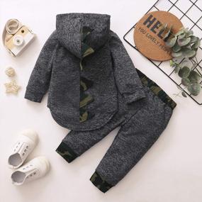 img 1 attached to Fall Winter Plaid Outfit For Toddler Boys - Long Sleeve Hoodie Sweatshirt & Pants Set