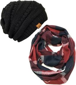img 4 attached to Winter Warm Knitted Infinity Scarf & Beanie Hat Set By Wrapables