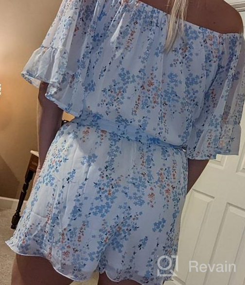 img 1 attached to Stylish And Chic Boho Summer Romper For Women: Off-Shoulder Floral Print Jumpsuit By Fixmatti review by Tim Jenkins