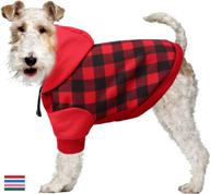 🐶 sunfura dog hoodie pet coat: plaid winter sweatshirt with hat and leash hole logo