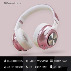 img 2 attached to PowerLocus P3 Bluetooth Headphones Over-Ear, Wireless Hi-Fi Stereo Headphone with 40h Playtime & Bluetooth 5.0, Mic & Deep Bass, Foldable Design for Cell Phones/Laptop/PC/TV - Rose Gold