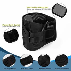 img 2 attached to HONGJING Heating Back Brace For Lower Back Pain Relief, Heated Back Support Belt, Operated By 5000MAh Rechargeable Battery, 3 Heat Levels Adjustable (XL)