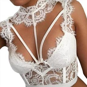 img 4 attached to Cresay Women'S Lace Lingerie Bralette Bustier Tank Tops Camisole Bra Crop Top
