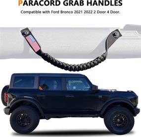 img 1 attached to Усилите свой опыт владения Ford Bronco с помощью ручек RERPRO Roll Bar для 2021-2022 года - 2 штуки черного цвета с американским флагом.