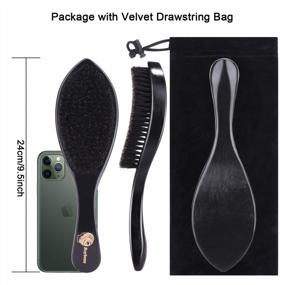 img 3 attached to 3Pcs Durags & 360 Wave Brush Kit For Men - Curved Medium/Hard Hair Brushes + Extra 1 Wave Cap