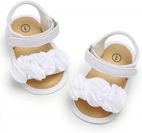 img 3 attached to COSANKIM Infant Baby Girls Summer Sandals With Flower Soft Sole Newborn Toddler First Walker Crib Dress Shoes