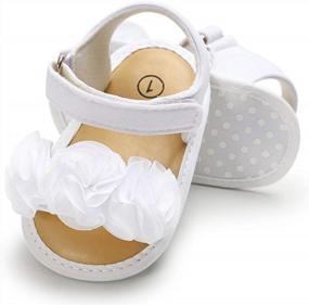 img 4 attached to COSANKIM Infant Baby Girls Summer Sandals With Flower Soft Sole Newborn Toddler First Walker Crib Dress Shoes