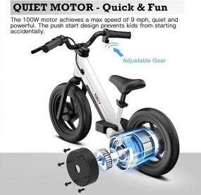 img 3 attached to Hiboy BK1 Electric Bike For Kids Ages 3-5 Years Old, 24V 100W Electric Balance Bike With 12 Inch Inflatable Tire And Adjustable Seat, Electric Motorcycle For Kids Boys & Girls