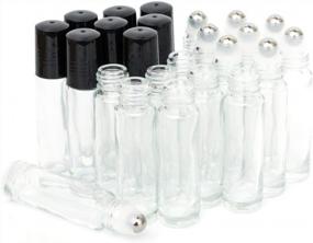 img 4 attached to 10 мл роллерные бутылки 24 упаковки прозрачные толстые стеклянные роллерные бутылки с эфирным маслом шарик из нержавеющей стали с 2 капельницами