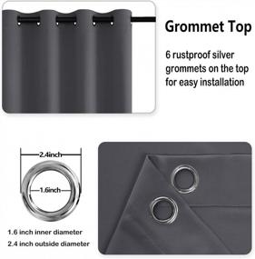 img 1 attached to Thermal Insulated Blackout Curtains For Living Room And Bedroom - DWCN Dark Grey Grommet Window Panels With Tiebacks, 42 X 63 Inch Length, Set Of 2