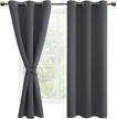 thermal insulated blackout curtains for living room and bedroom - dwcn dark grey grommet window panels with tiebacks, 42 x 63 inch length, set of 2 logo