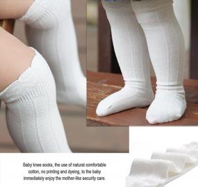 img 2 attached to Toddler Knee High Socks 3/5 Pack - Girls & Boys Uniform Stockings With Ruffled Tubes By EPEIUS.