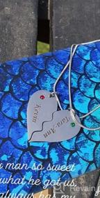 img 7 attached to Personalized Stainless Steel Heart Puzzle Necklace Set With Birthstones And Custom Name Engraving By Valyria