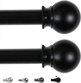 img 4 attached to 2 Pack H.VERSAILTEX Decorative Window Curtain Rods With Adjustable Length From 48 To 84 Inches, Featuring Ball Finials And 5/8-Inch Diameter In Sleek Black Finish