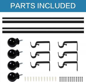 img 1 attached to 2 Pack H.VERSAILTEX Decorative Window Curtain Rods With Adjustable Length From 48 To 84 Inches, Featuring Ball Finials And 5/8-Inch Diameter In Sleek Black Finish
