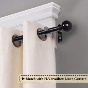 img 3 attached to 2 Pack H.VERSAILTEX Decorative Window Curtain Rods With Adjustable Length From 48 To 84 Inches, Featuring Ball Finials And 5/8-Inch Diameter In Sleek Black Finish