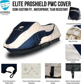 img 3 attached to 🌊 Jet Ski Cover | EliteShield Heavy Duty Waterproof Marine Grade 600D Solution-Dyed Polyester PWC Cover | Fits 1 Seater from 96 to 102 | Two Tone Navy/Gray