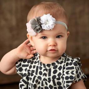 img 3 attached to 🌸 My Lello Floral Baby Headbands - Girls & Toddlers - Beaded Fabric Elastic Duo