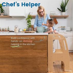 img 2 attached to 🍳 ECR4Kids Chef's Helper Kitchen Tower: Premium Natural Wood Toddler Step Stool with Adjustable Safety Rails – Ideal Kitchen Step Stool for Toddlers