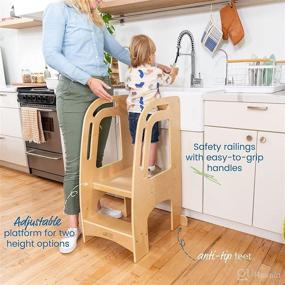 img 1 attached to 🍳 ECR4Kids Chef's Helper Kitchen Tower: Premium Natural Wood Toddler Step Stool with Adjustable Safety Rails – Ideal Kitchen Step Stool for Toddlers