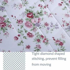 img 1 attached to FADFAY Rose Floral Comforter Set Twin Shabby Floral Summer Quilt 100% Cotton Fabric With Soft Microfiber Inner Fill Bedding Lightweight Reversible All Season Down Alternative Duvet Insert 3Pcs, Twin