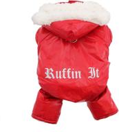 medium red ruffin it 🧥 dog snow suit harness by doggie design логотип