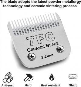 img 1 attached to Ceramic And Stainless Steel Blade For Andis, Oster, And Wahl Dog Clippers - 7FC Blade For Precise Grooming Results On All Dog Hair Types
