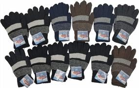 img 2 attached to 48 Pairs Winter Magic Gloves Bulk, Mens Womens, Warm Brushed Interior Stretchy Assorted