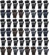 48 pairs winter magic gloves bulk, mens womens, warm brushed interior stretchy assorted logo