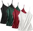 pack of 4 anbenser silk tank tops - satin camisoles with v necklines, spaghetti straps and sleeveless blouses for women logo