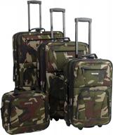 rockland journey softside upright luggage set, camouflage, 4-piece (14/19/24/28) logo