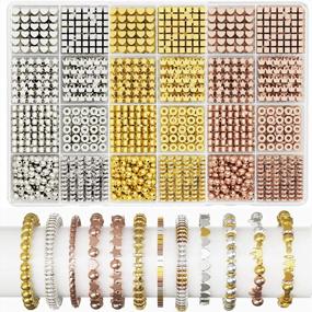 img 4 attached to 1740 PCS 8 Styles Spacer Beads Kit For Jewelry Making In Gold, Silver, And Rose Gold By ARTDOT