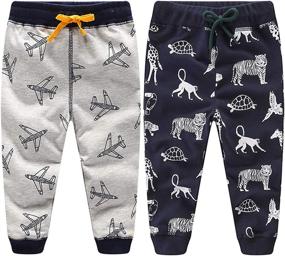 img 4 attached to Trousers Cartoon Printed Toddler Sweatpants Boys' Clothing - Pants for Style and Comfort