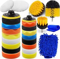 🔮 jaronx 27pcs car polishing pad kit: achieve flawless shine with 10pcs 4" and 10pcs 3" car foam buffing pads combined with car detailing drill brushes, car washing mitt, and cleaning towel logo