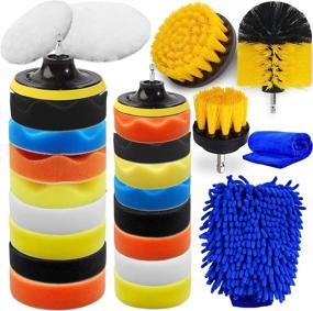 img 4 attached to 🔮 Jaronx 27PCS Car Polishing Pad Kit: Achieve flawless shine with 10pcs 4" and 10pcs 3" Car Foam Buffing Pads combined with Car Detailing Drill Brushes, Car Washing Mitt, and Cleaning Towel