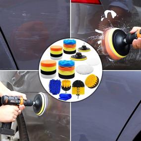 img 3 attached to 🔮 Jaronx 27PCS Car Polishing Pad Kit: Achieve flawless shine with 10pcs 4" and 10pcs 3" Car Foam Buffing Pads combined with Car Detailing Drill Brushes, Car Washing Mitt, and Cleaning Towel