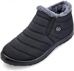img 4 attached to Womens Waterproof Snow Boots Fur Lined Ankle Booties For Winter, Slip On Outdoor Shoes, Warm And Comfortable