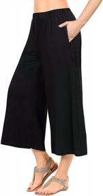 img 4 attached to Comfortable Wide Leg Palazzo Pants With Pockets, Elastic Waist For Women By GlorySunshine