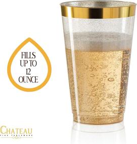 img 2 attached to 🥂 Premium 12 oz Gold Glitter Plastic Cups with Gold Rim - Pack of 100 - Elegant and Sturdy for Weddings, Birthdays, Anniversaries, and Social Events