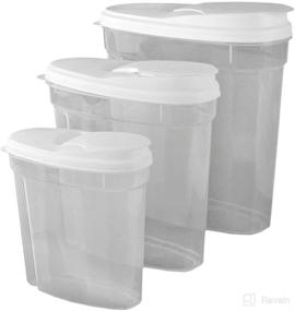 img 1 attached to Versatile Set of 3 Containers for Kitchen and Pantry - Cereal Storage Keeper, Rice Food Storage - Airtight Dispenser Lid & BPA-Free - 5.5, 11.5, & 21 Cup