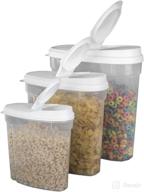 versatile set of 3 containers for kitchen and pantry - cereal storage keeper, rice food storage - airtight dispenser lid & bpa-free - 5.5, 11.5, & 21 cup логотип